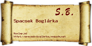 Spacsek Boglárka névjegykártya