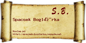 Spacsek Boglárka névjegykártya